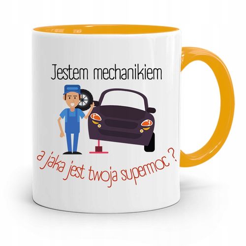 Kubek Żółty Prezent Mechanika Jestem Mechanikiem Z Nadrukiem Ze Zdjęciem na Arena.pl