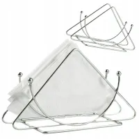 SERWETNIK KUCHENNY STOŁOWY STOJAK NA SERWETKI CHUSTKI METALOWY SREBRNY