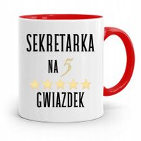 Kubek Czerwony Dla Sekretarki Na 5 Gwiazdek Z Nadrukiem Ze Zdjęciem