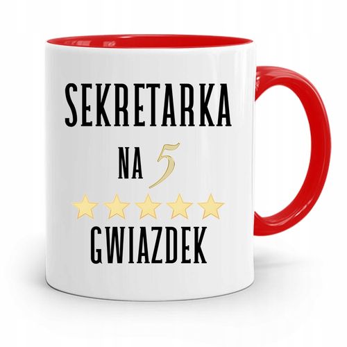Kubek Czerwony Dla Sekretarki Na 5 Gwiazdek Z Nadrukiem Ze Zdjęciem na Arena.pl