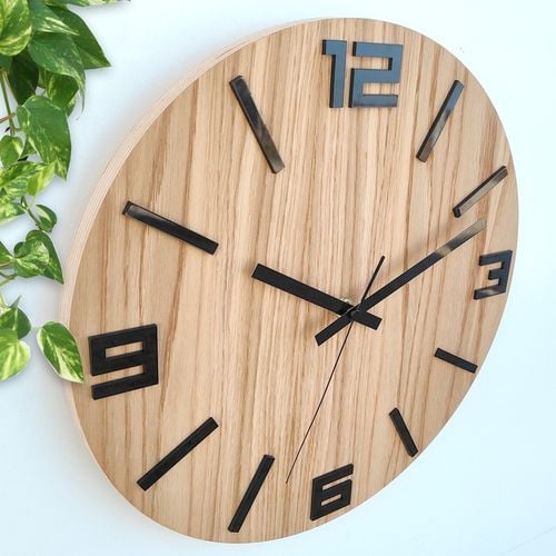 Zegar ścienny drewniany Dębowy ARABIK - 33 cm cichy, zegar do salonu na Arena.pl