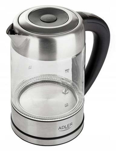 CZAJNIK ELEKTRYCZNY SZKLANY BEZPRZEWODOWY LED 1,7L REGULACJA TEMP 2200 na Arena.pl