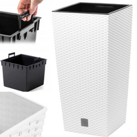 Doniczka Donica Zewnętrzna Rattanowa Biała Z Wkładem Osłonka Wysoka