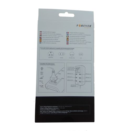 ŁADOWARKA SIECIOWA FOREVER 6xUSB + ADAPTER na Arena.pl