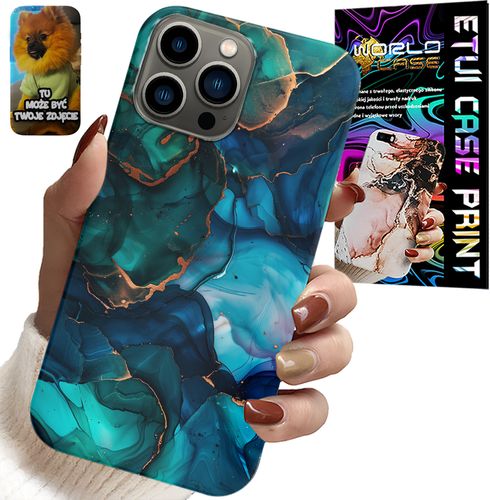 ETUI DO IPHONE 13 PRO - NIEBIESKO ZIELONY MARMUREK PLECKI WZORY na Arena.pl