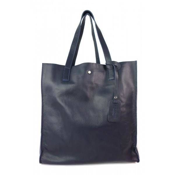 TOREBKI SKÓRZANE ZE SKÓRY NATURALNEJ SHOPPER BAG GENUINE LEATHER NA RAMIĘ A4 GRANATOWA GL46BS zdjęcie 1