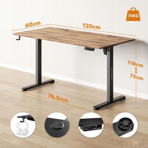 Biurko Elektryczne Regulowane 120x60cm Regulacja Wysokości 72-118cm na Arena.pl