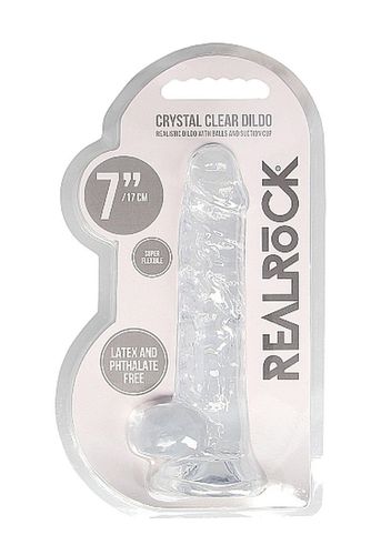 7"" / 18 cm realistic dildo with balls - transparent na Arena.pl
