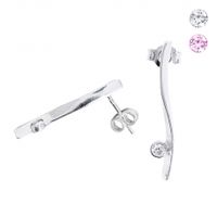 SREBRNE KOLCZYKI FALE Z CYRKONIĄ NA SZTYFT SREBRO PRÓBY 925