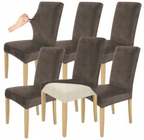 6 SZT POKROWIEC NA KRZESŁO POKROWCE KAKAOWY BRĄZ ELASTYCZNY GRUBY na Arena.pl