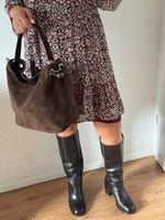 Torba Flora&Co torebka duża worek zamsz zamszowa eco brązowa czekoladowy