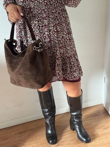 Torba Flora&Co torebka duża worek zamsz zamszowa eco brązowa czekoladowy na Arena.pl