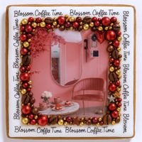 CIASTKO LUKROWANE BLOSSOME CAFE PINK ROZ.XL  KWADRAT AT RĘCZNIE ROBIONE