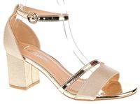 Sandały na obcasie słupku 6 cm. złote Rozmiar obuwia - 37