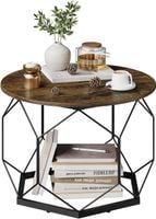 Stolik kawowy okrągły metalowa rama stoliczek boczny