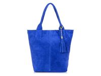 Torebka skórzana zamszowa WOREK duża A4 Z SASZETKĄ chabrowa L82