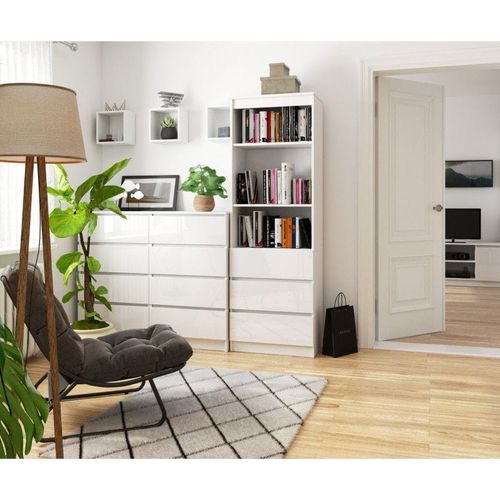 Regał do salonu, półki, ARLO, 60x35x180 cm, biały, mat | TYLETEGOTU na Arena.pl