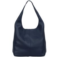 VERA PELLE torebka skórzana worek na ramię z saszetką V517 granatowa