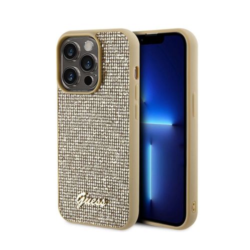 Guess Disco Metal Script - Etui iPhone 15 Pro (złoty) na Arena.pl