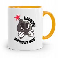 Kubek Żółty Prezent Dla Szefa Uwaga Bombowy Szef Z Nadrukiem Ze Zdjęciem