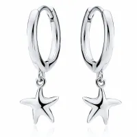 ELEGANCKIE RODOWANE SREBRNE KOLCZYKI KÓŁKA KÓŁECZKA WISZĄCE ROZGWIAZDY