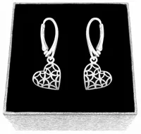 KOLCZYKI SREBRNE WISZĄCE SERCA AŻUROWE AUTOMATYCZNE ZAPIĘCIA SREBRO 925 A41