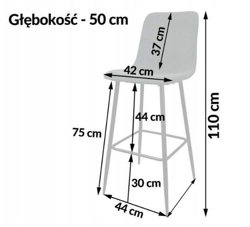 Hoker tapicerowany velvet ciemnoszary H112 krzesło barowe loft na Arena.pl