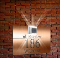 miedziana TABLICZKA ADRESOWA nierdzewna oświetlona numer posesji nadruk uv