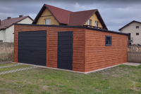 Garaż Blaszany spad na bok 6x7 drewnopodobny + ciemny grafit MAT