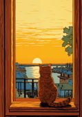 Plakat 70x100cm Zachód przez Kocie Oczy