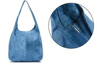 Włoska Torebka worek Skórzana zamsz Naturalny musztarda U35