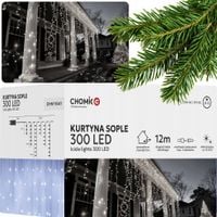 SOPLE ZEWNĘTRZNE LAMPKI 300LED IP44 ŚWIATŁO STAŁE + FLASH KURTYNA B. ZIMNE
