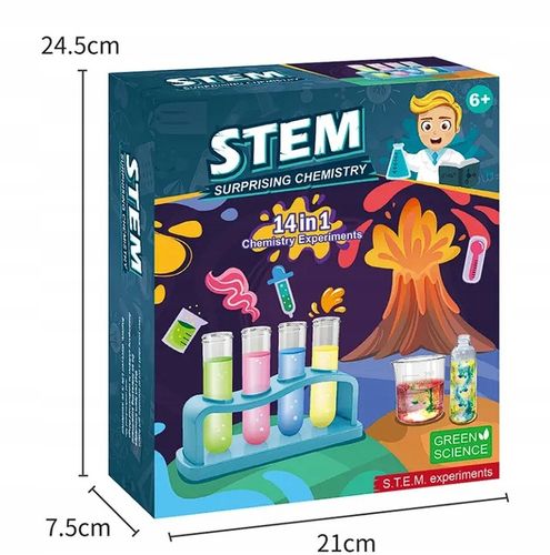 Zestaw Edukacyjny 14 Eksperymentów Mały Chemik Wulkan Nauka Zabawa Wybuch na Arena.pl