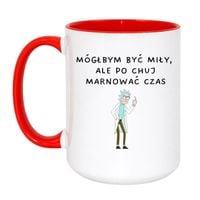 MÓGŁBYM BYĆ MIŁY, ALE PO CHUJ MARNOWAĆ CZAS Wzór - Duży Biało-Czerwony 450 ml