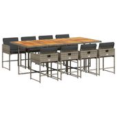 9-cz. zestaw mebli ogrodowych z poduszkami, szary, rattan PE