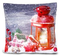 Poszewka LED na poduszkę 40x40 świecąca na baterie wzór lampion czerwony