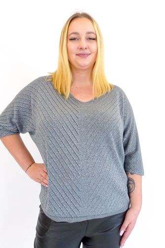 Cienki Sweter Damski ze Srebrną Nitką Popielaty UNI na Arena.pl