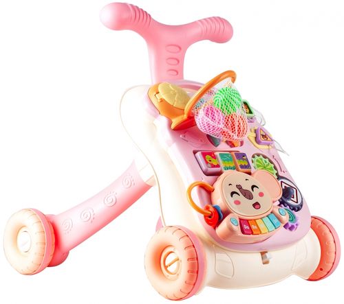 Chodzik Pchacz Stolik Edukcyjny Panel Pianinko 5w1 Różowy na Arena.pl