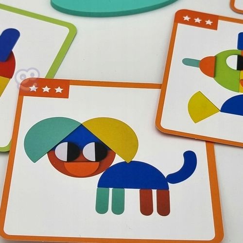 Drewniana Układanka Klocki GRA Karty Zadania EDU 40 Wzorów 50 Elementów na Arena.pl