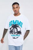 BOOHOO T-SHIRT MĘSKI Z NADRUKIEM OVERSIZE R.L M192014