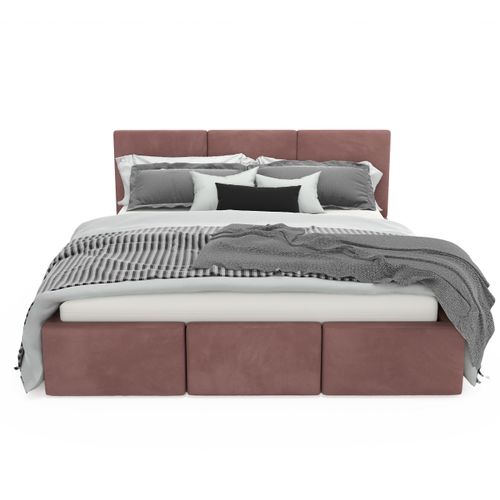 ŁÓŻKO TAPICEROWANE 140x200 ŁÓŻKO PODWÓJNE Z POJEMNIKIEM BRUDNY RÓŻ na Arena.pl