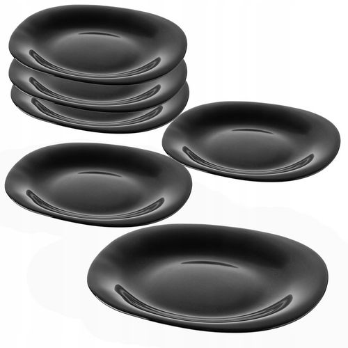 TALERZ DESEROWY 21,5 cm CZARNY TALERZE ZESTAW TALERZY NA CIASTO 6 szt na Arena.pl