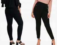 JEGGINSY Spodnie jeansy damskie z wysokim stanem CIEMNE CZARNE XL/2XL