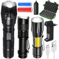 ZESTAW LATAREK 3x TAKTYCZNYCH COB +ETUI +ŁADOWARKA