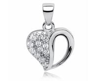 Rodowany srebrny wisiorek serce cyrkonia cyrkonie srebro 925 Z0669