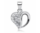 Rodowany srebrny wisiorek serce cyrkonia cyrkonie srebro 925 Z0669