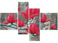 130CM 90 OBRAZ 4 ELEM FUKSJOWA MAGNOLIA ŚCIENNY