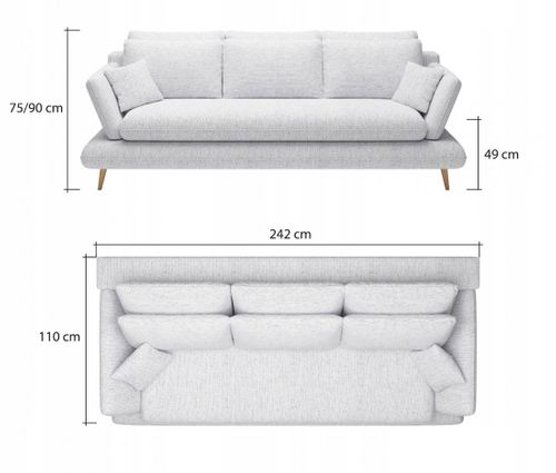 Kanapa Sofa MONTE 242cm EASY CLEAN - WRL na Arena.pl