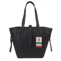 Pakowna włoska torebka skórzana na ramię mieści A4 ,Vera Pelle , Czarna BKL25N