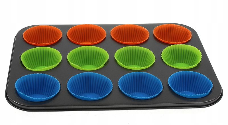 FORMA BLACHA MUFFINKI + 12 SILIKONOWE BABECZKI zdjęcie 2
